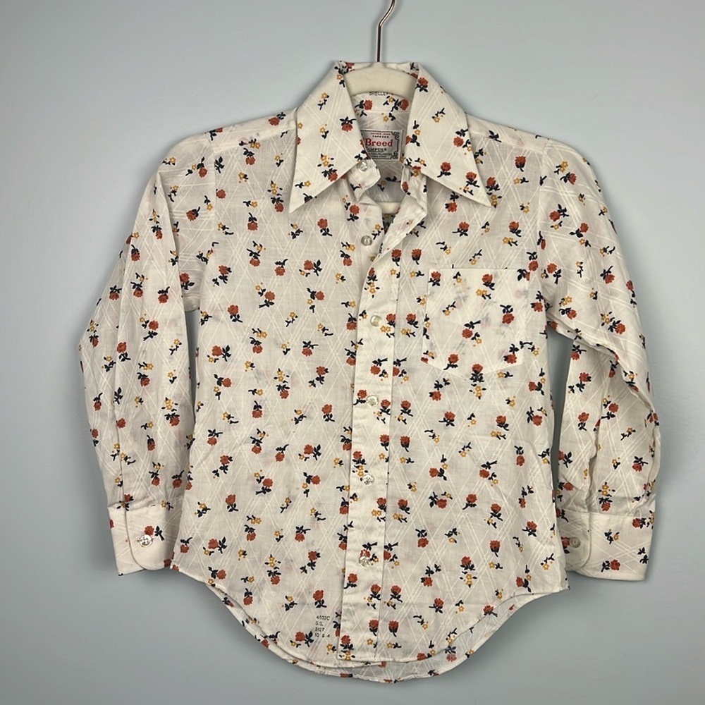 Vintage Now Breed by campus cotton blend floral vintage button down girls top